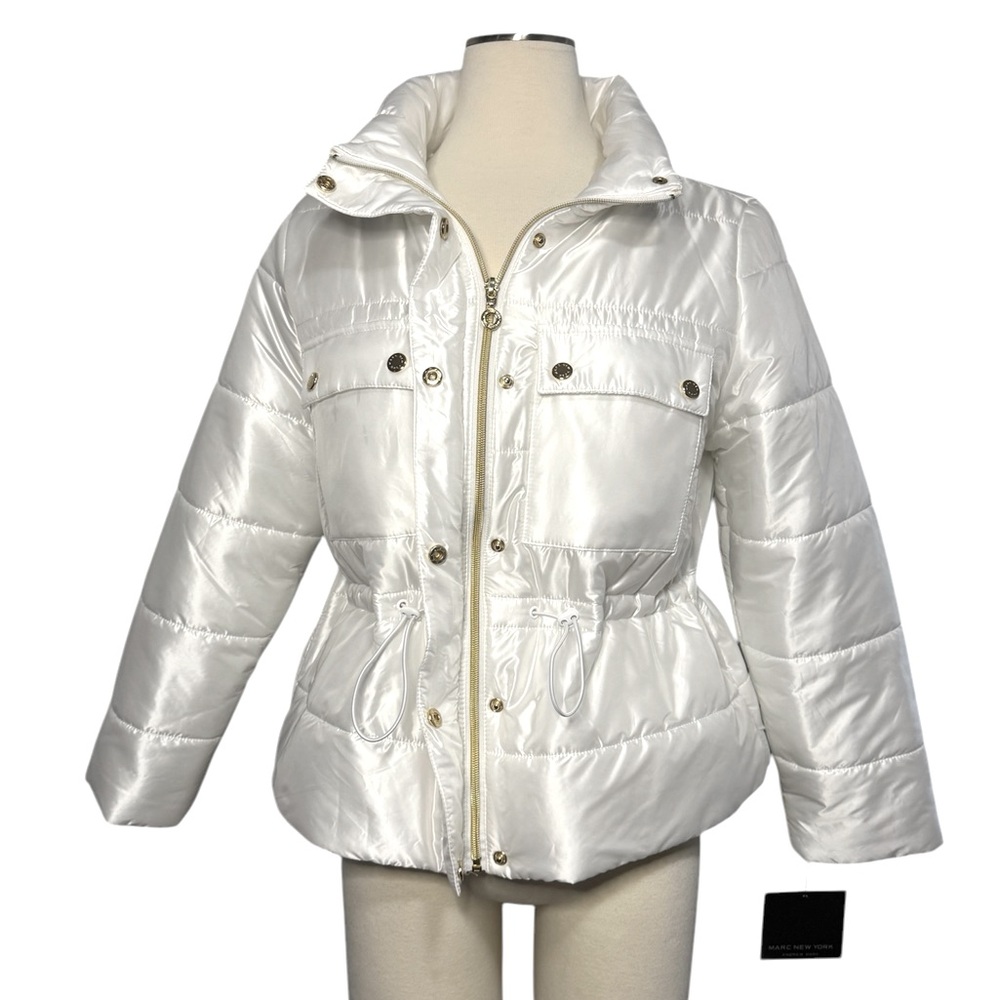 Marc New York Andrew Marc Women's Puffer Jacket Bright White - Size PM MSRP $109